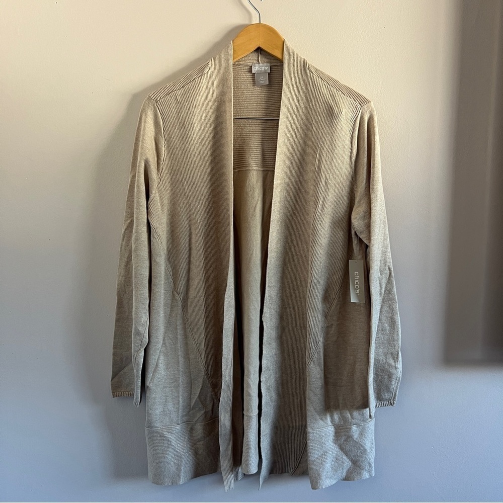 Chico’s Sand Cardigan Sweater – Size 2P NWT | Soft & Elegant Layering Piece